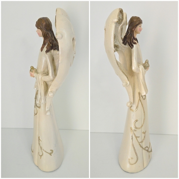 Angel Pearlized Ivory & Gold Glitter Large 13" Tabletop Decor Figurine - Picture 4 of 6